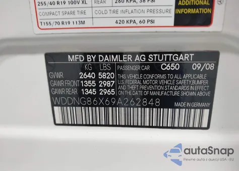 2009 Mercedes-Benz S 550 4Matic z USA, uszkodzony, nr VIN WDDNG86X69A262848